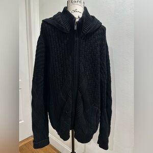 Guess Men's Black Zip Up Sweater